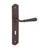 Thirard - Set of Handles for Bedroom Door Charon Keyhole, Square 7mm, Center-to-center 195mm, Rusted Steel - Thirard