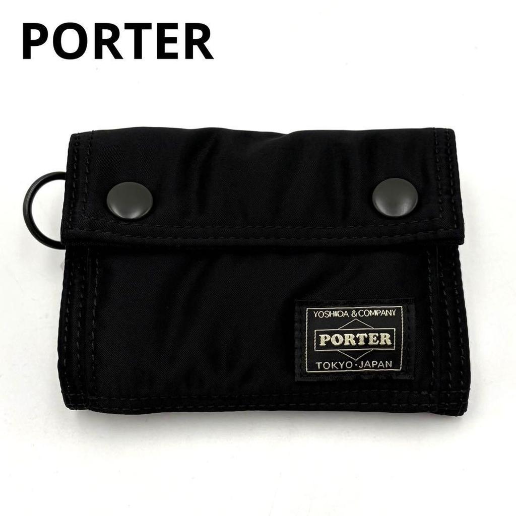 PORTER YOSHIDA TANKER POCKET WALLET M Black Nylon Lightweight Used