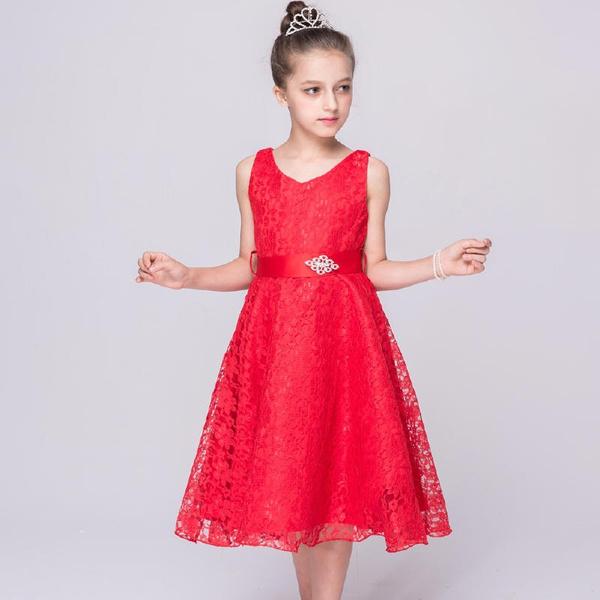 New Girls Party Prom Dress Children Lace Flower Children Girls Elegant Wedding Ceremony Birthday Dresses Teen Prom Dresses