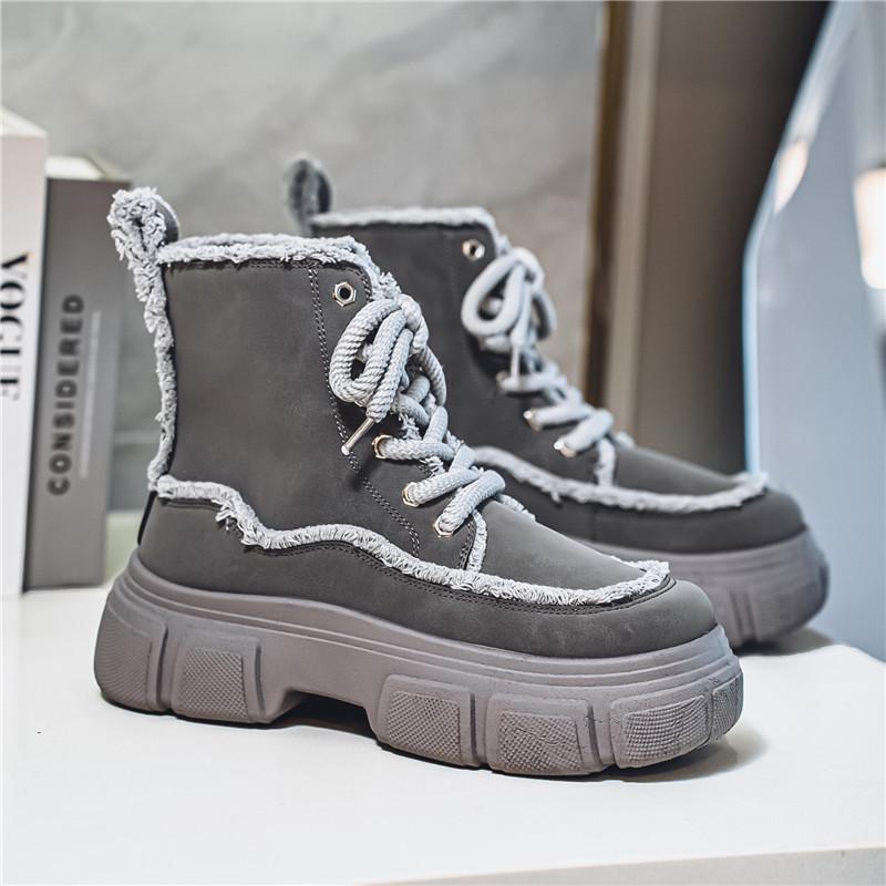 

2025 autumn and winter ins European Station versatile platform Martin boots khaki lace-up casual height-increasing tooling wind shoes 44