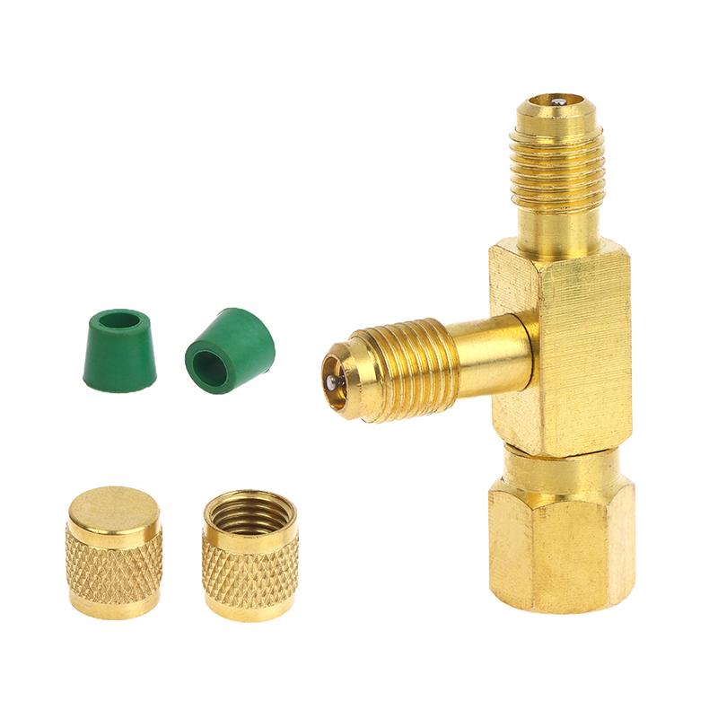 1 Satz T-Stück 1/4" SAE Ventileinsatz T-Adapter für Klimaanlagen- und Kälteanlagen Flüssigkeitsfüllwerkzeug