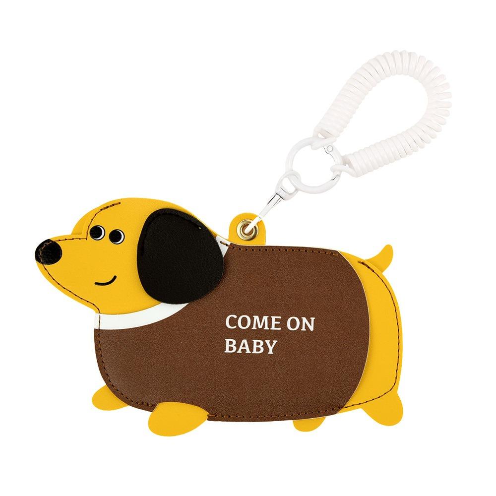 PU Leather Leather Dog Pendant Multifunction Cartoon Keychain Fashion Card Case  Male/Famale