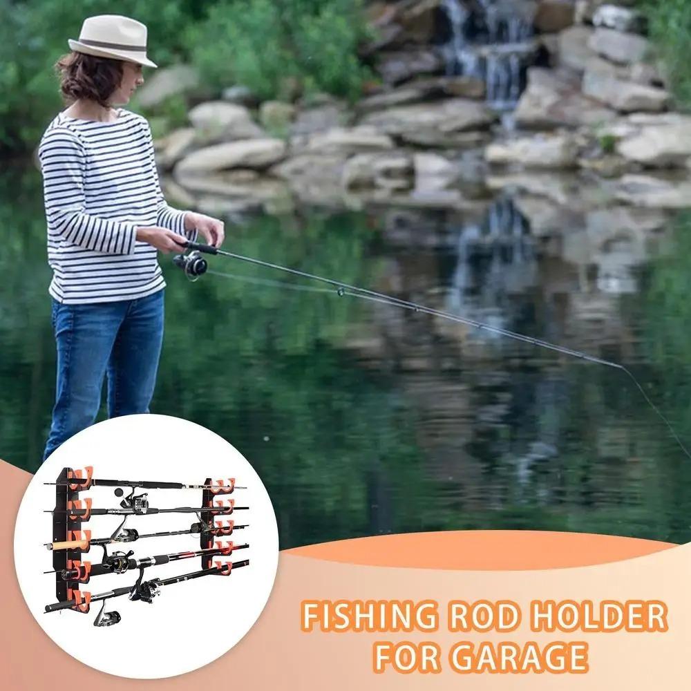 Suporte de Vara de Pesca Montado na Parede Organizador Montado na Parede que Economiza Espaço Suporte de Liberação Rápida Para Caminhão
