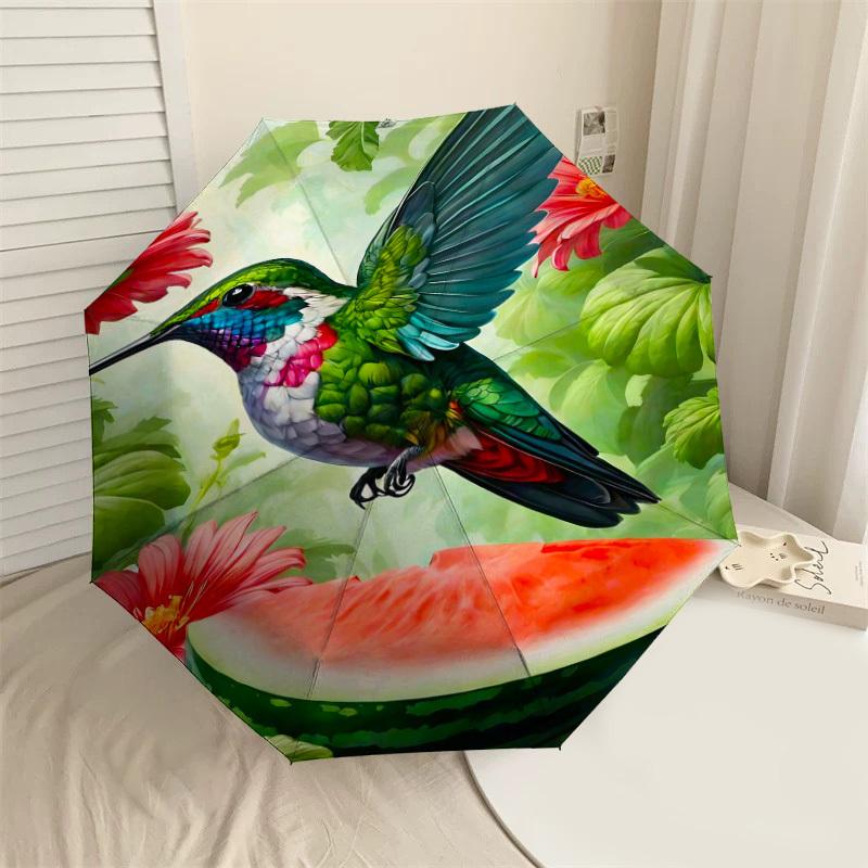 

1PC Hummingbird Watermelon Umbrella-8-Rib Reinforced, Automatic Open, Lightweight & Durable, Fashion Accessory for Outdoor-L0306