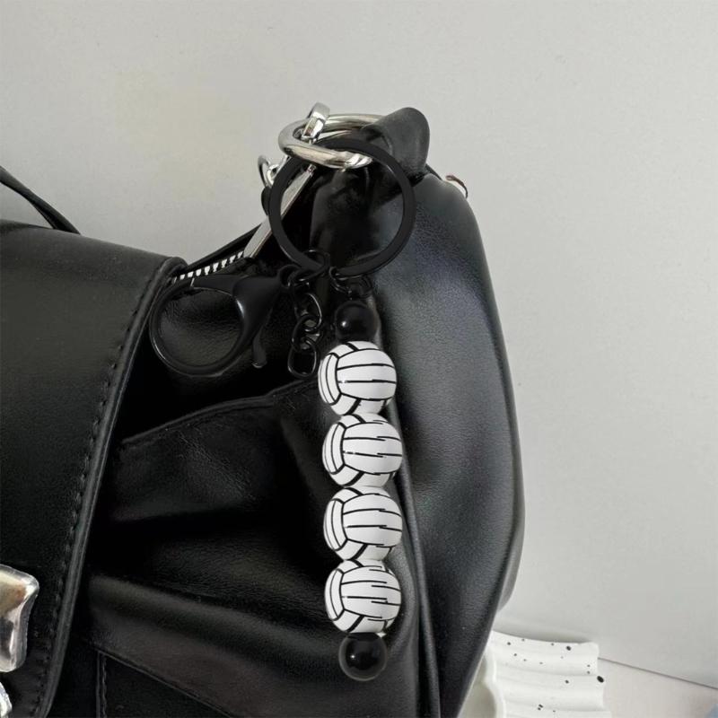 Baseball Volleyball Beaded Keychain Sport Themed Keychain Key Holder Keyring Accessory for Bag Charm Keychain Decoration