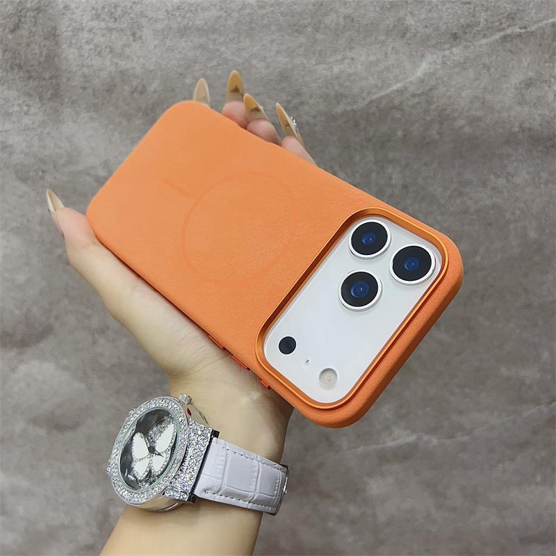 Luxury for MagSafe Elephant Texture Case for iPhone 17 Air 16 15 Pro Max Magnetic Wireless Charging Alloy Lens Shockproof Cover