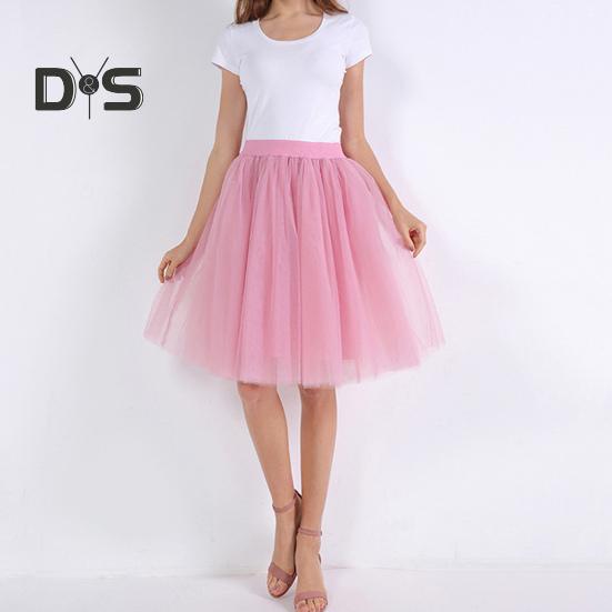 Damen Retro Ballettrock Elastischer Hoher Taille 3-Lagen Tüll Petticoat Tanzrock Karneval Cosplay Tutu Rock