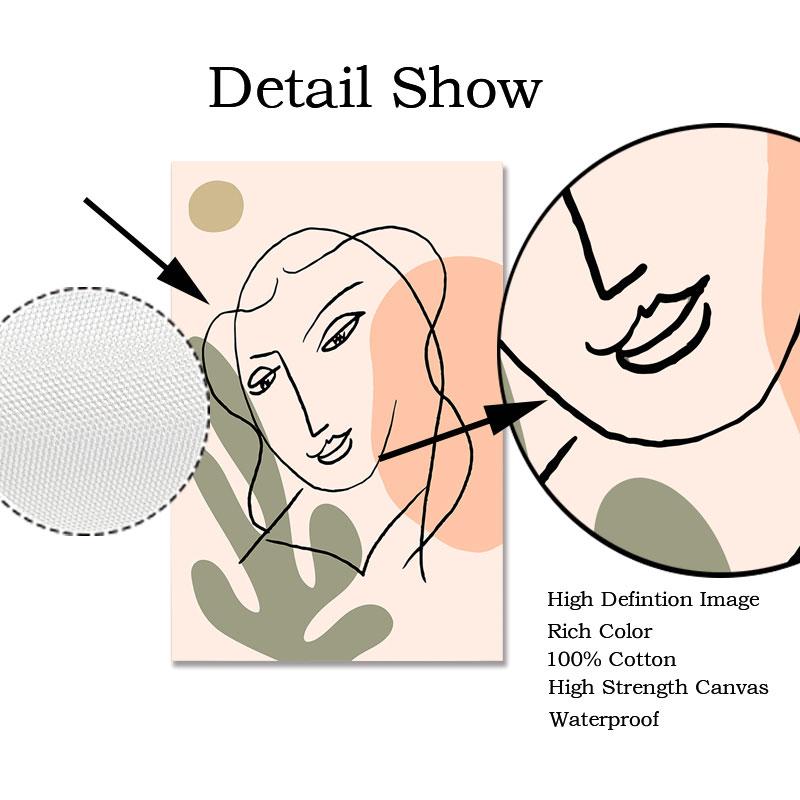 Mode Abstrakte Frauen Gesicht Leinwand Malerei Matisse Poster Linie Zeichnung Poster und Drucke Bunte Mädchen Wand Kunst Bilder Dekor