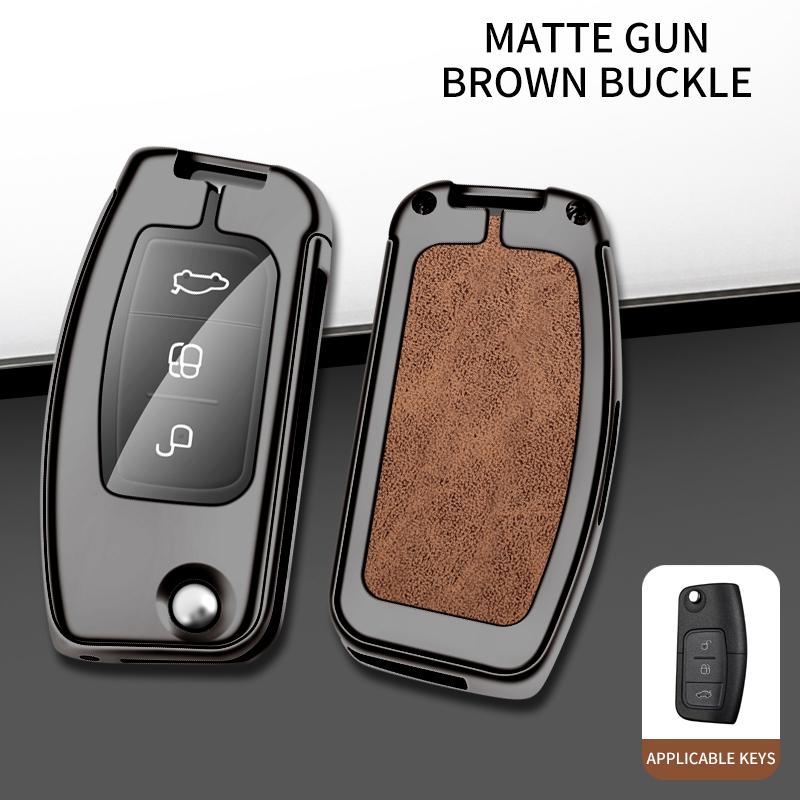 Interior Mouldings Car Metal Key Case Cover Shell For Ford Focus 2 3 Ecosport C-Max S-Max Ka Mondeo Kuga Galaxy Fiesta Keychain
