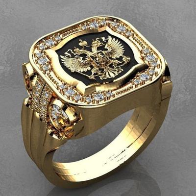 1pc Domineering Herrenring Gold Mode Luxus Dreidimensional geschnitzten Zirkon Ring Party Ring Hochzeit Verlobungsring