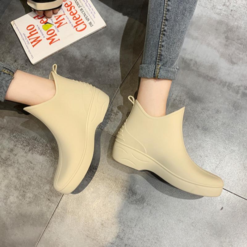 Японские модные женские короткие резиновые сапоги 39 чёрный — фото 8