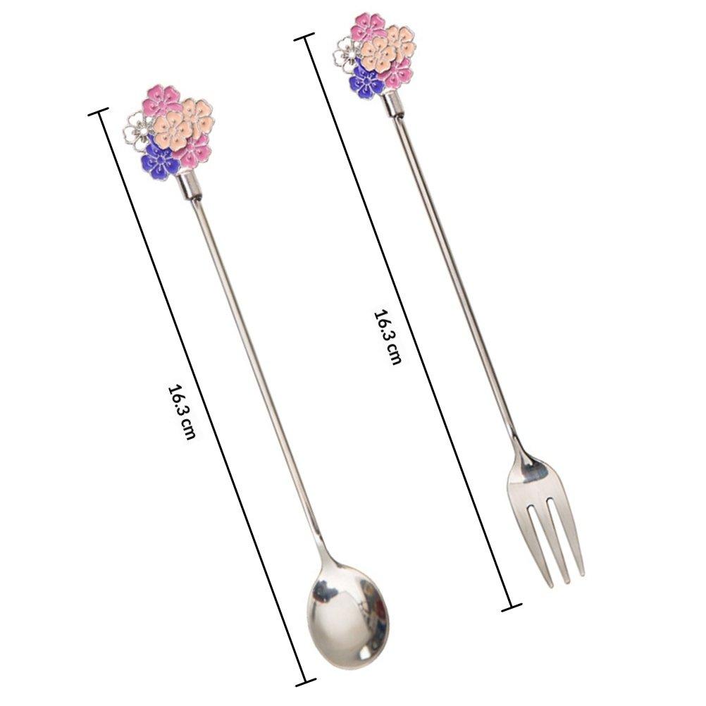 

2Pcs Fork Spoon Premium Stainless Steel Coffee Dessert Flatware Japanese Style Tableware Kitchen Supplies серебряный