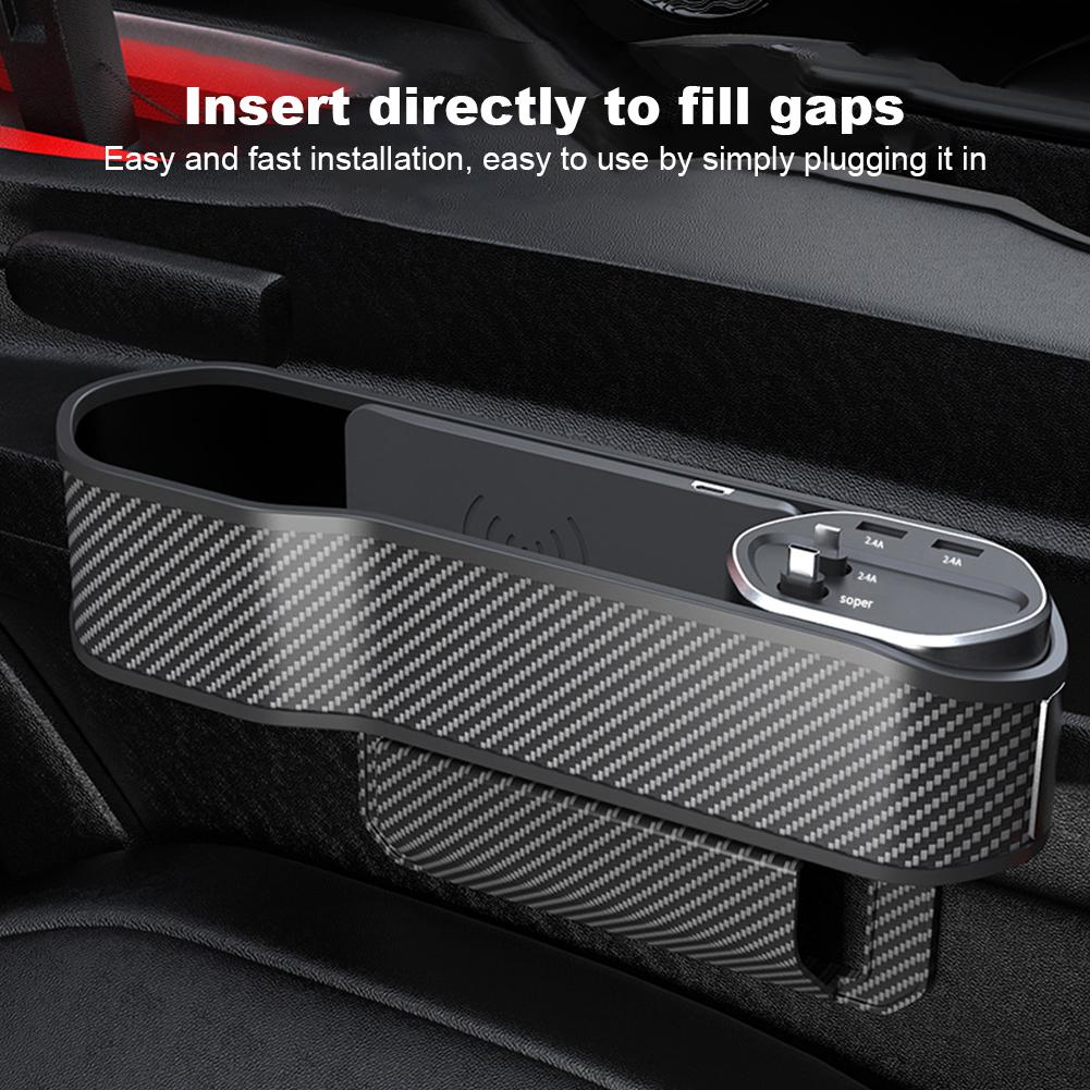 Car Seat  Organizer Wireless Charger 10W Car Seat  Holder DC 12-24V Front Seat Side Storage Case Seat  Filler Organizer