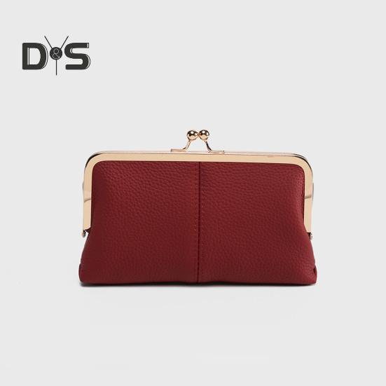 Portofel Plic pentru Dame Vintage cu Închidere Tip Sărutare, Plic din Piele Naturală, Portofel de Călătorie cu Sloturi Multiple pentru Carduri, Suport pentru Carduri pentru Întâlnire, Petrecere, Cumpărături