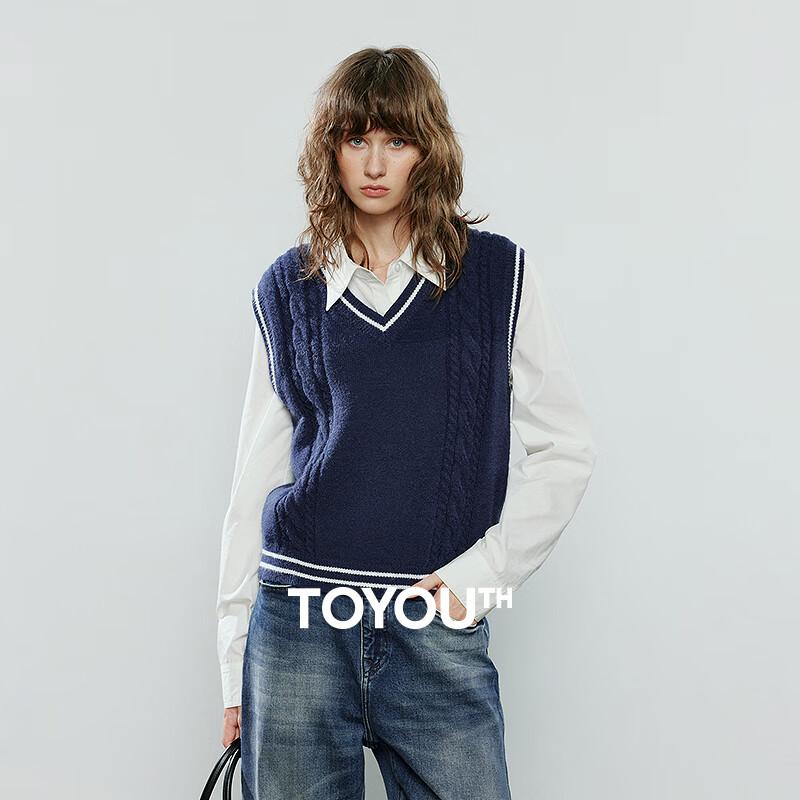 

Женский жилет Chuyu с V-образным вырезом, цветным блоком и кабельной вязкой XL