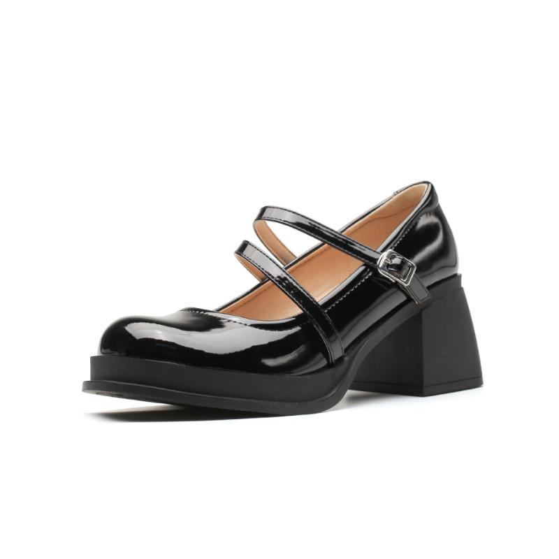 Mary Jane shoes women's spring and summer new shallow mouth one-word buckle strap beautiful high heels platform small leather shoes