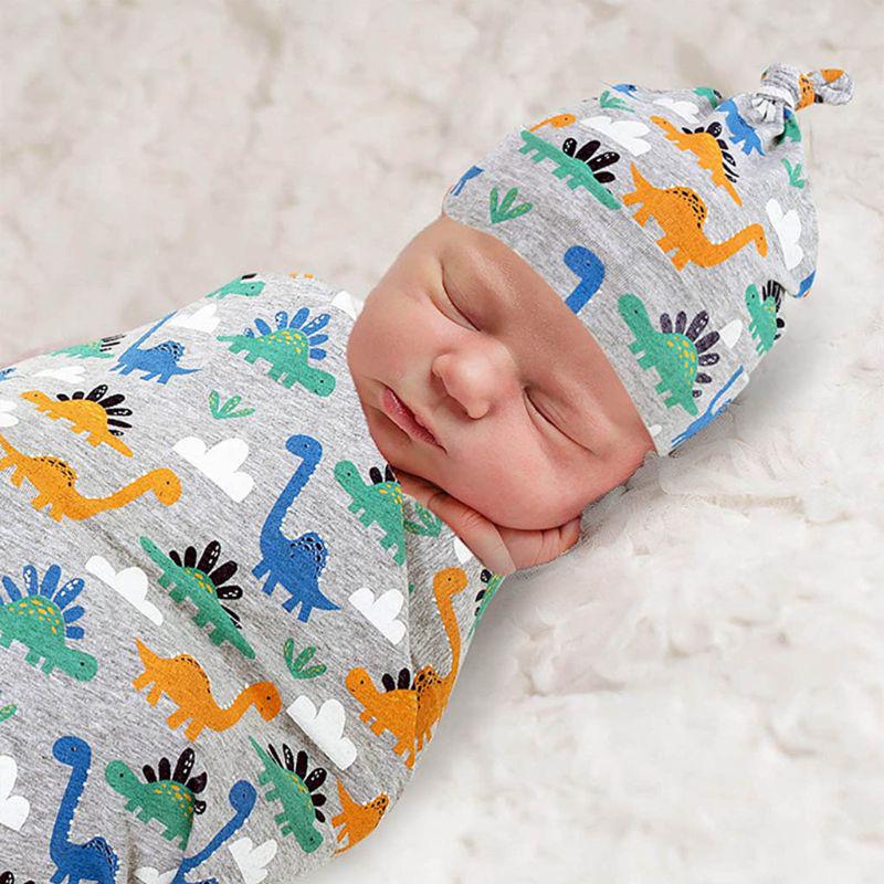 Buy 2Pcs/Set Newborn Baby Receiving Blanket Headband Hat Cotton Swaddle