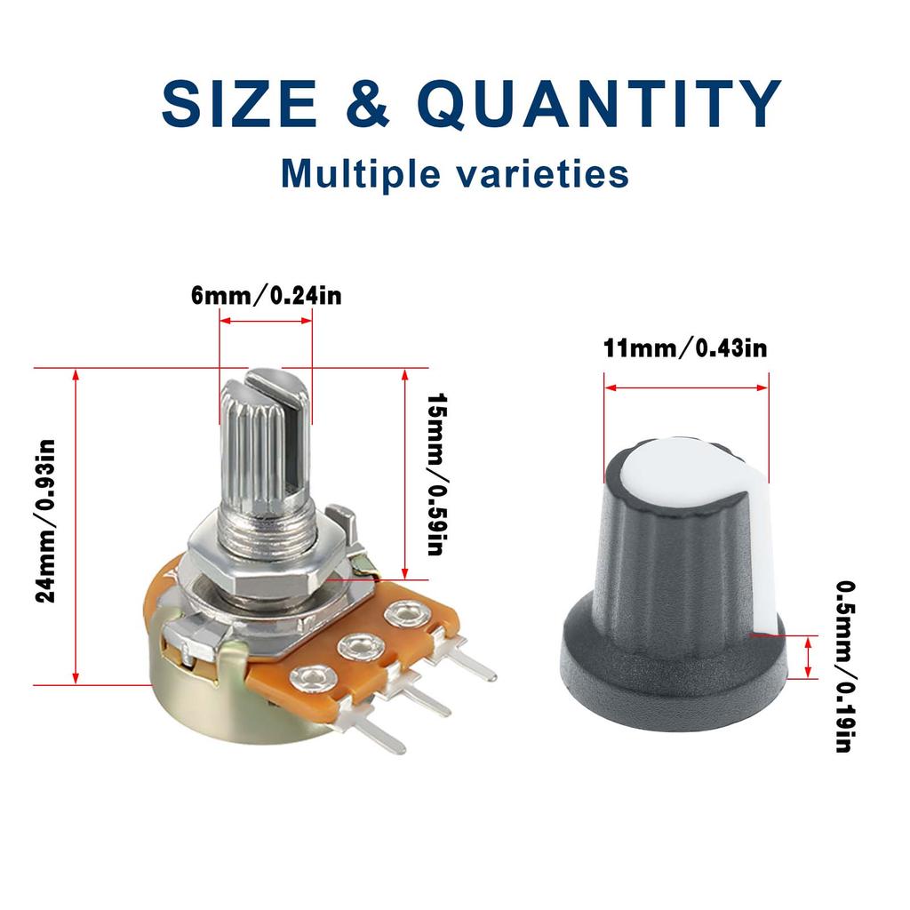 5Pcs WH148 Potentiometers 3Pin 1K 2K 5K 10K 20K 50K 100K 250k 500K 1M Ohm Linear Taper Rotary Potentiometer Resistors