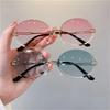 Vintage Metal Oval Sunglasses Rimless UV400 Protection Punk Sun Glasses Gradient Lens Frameless Shades for Women & Men
