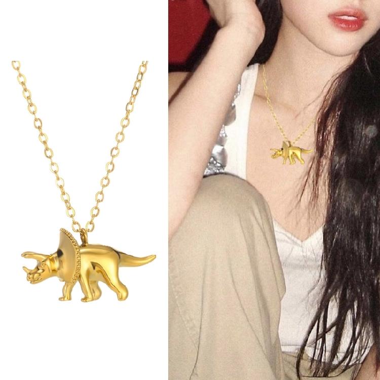 Modern Dinosaur Pendant Necklace Children Gold Color Chain Necklace Cute Wildlife Jewelry for Dinosaur Enthusiasts