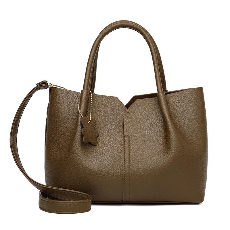 Lux Patchwork Leather Women s Handbag: Soft Pleated Crossbody & Single Shoulder Bag in Solid Color, French Niche Style.