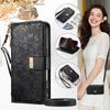 PU Leather Zipper Crossbody Flip Wallet Card Slot Phone Case For Samsung Galaxy S25 Plus S24 FE S23 Ultra S22 Wrist Strap Cover