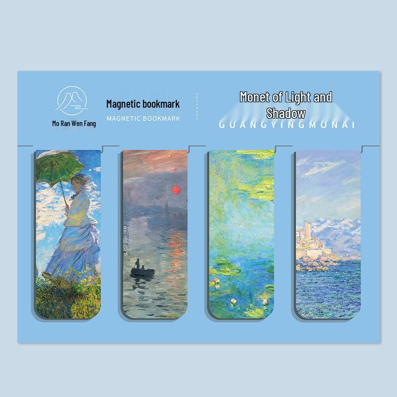 Set mit 4 magnetischen Lesezeichen mit weltberühmten Gemälden: Monet & Van Gogh
