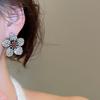 Elegant Diamond-Studded Flower Earrings: Silver Needle Retro Style for High-End Fashion