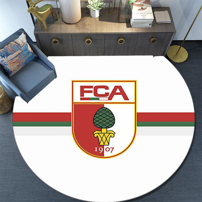 FC Augsburg,Runder Teppich,Teppich für Wohnzimmer Schlafzimmer Sofa Spielzimmer Dekor,Rutschfeste Fußmatte