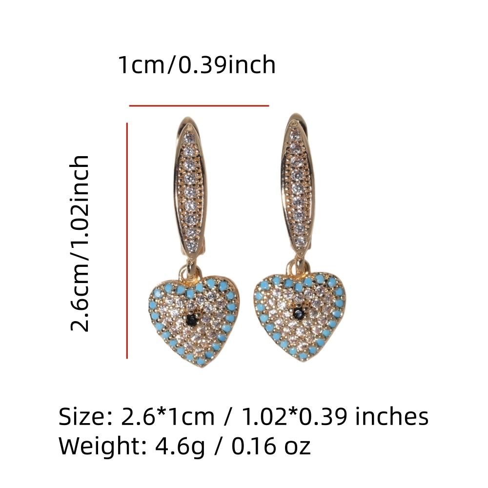 1 Pair Fashion Heart Shape Evil Blue Eye Dangle Earrings for Women Zirconia Earring Jewelry Wedding Party Accessories
