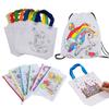 DIY Mal-Mitgebeutel mit Malstiften Party-Geschenktaschen für Kinder Spielzeug-Aufbewahrungstasche Öko-Vliesstoff Kordelzugtaschen