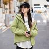 סתיו חורף מעיל פארקה חם מעובה נשים קז'ואל מתוק צבע אחיד כיס גדול מעיל רופף עם קפוצ'ון ז'קטים הלבשה עליונה