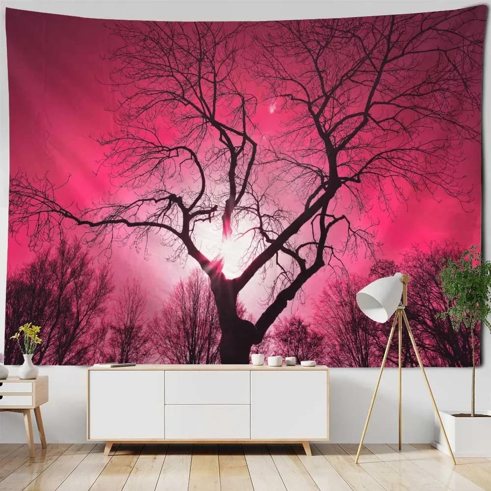 

Tree starry sky tapestry dreamy landscape forest mural room art decoration living room bedroom hippie wall hanging blanket 74x94cm(29x37in)
