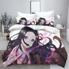 Demon slakter: Kimetsu no Yaiba kamado Nezuko Anime 100% Polyester Sengetøy Sett Dynetrekk Sett Trykt Tegneserie Hjemmeinnredning