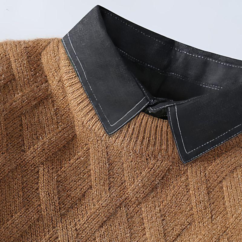 Men's Round Neck Sweater, Thickened and Warm Knitwear, Trendy Casual Versatile Loose Top for Men