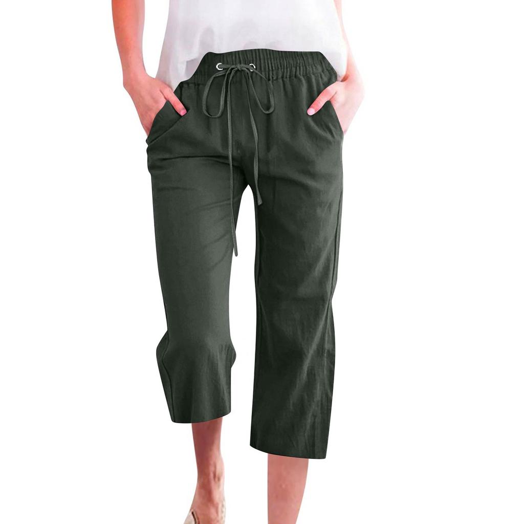 Women's Casual And Fashionable Solid Color Loose Pants With Pocketes