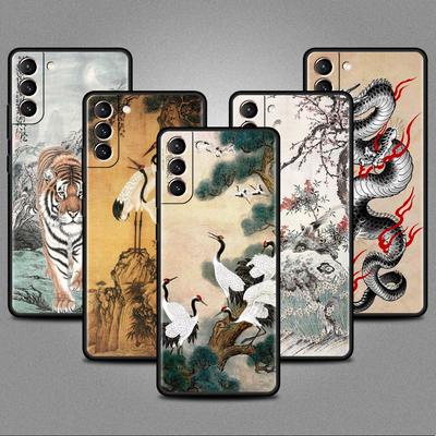 Case For Samsung Galaxy S20 S22 Ultra S21 FE S10 S9 Plus Note 20 10 Lite 9 Soft Phone Cover Shell Tiger Crane ART