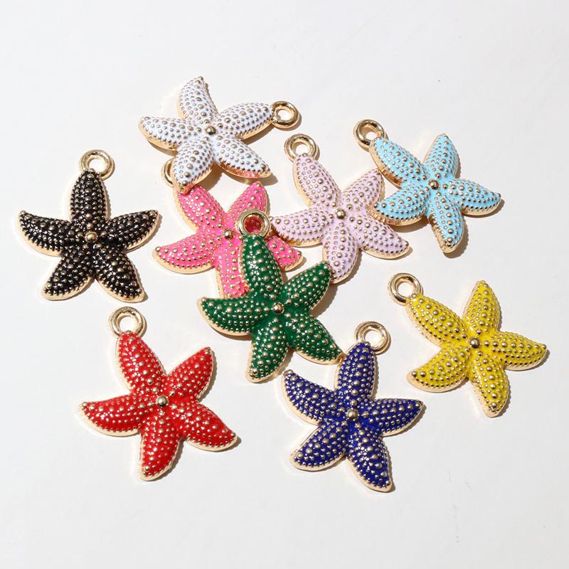 20pcs Enamel Starfish Charms Pendant 23x19mm Alloy Metal Crafts for Earrings Necklace Bracelet DIY Jewelry Making Accessories