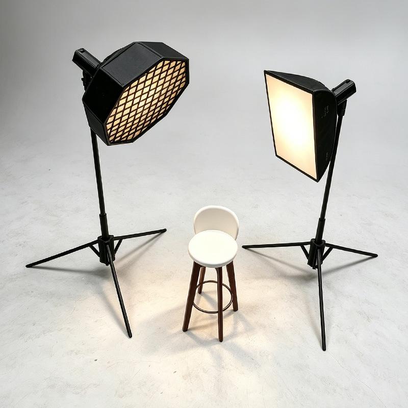 1/12 Mini Studio Light Softbox Model Tripod Photography Stool Realistic Miniature Props For Dollhouse Layout Shooting Decor