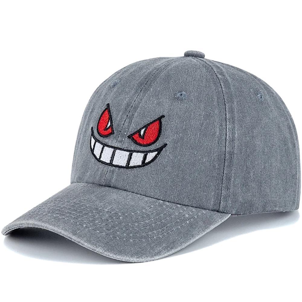 New Unisex Washed Cotton Cap Devil Embroidery Baseball Cap For Man Woman Casual Outdoor Dad Hat