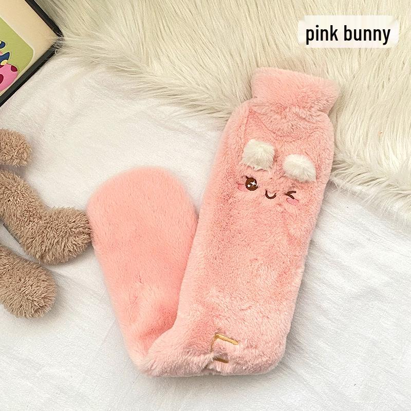 Cartoon Long Hot Water Bottle with Thickened PVC Cover for Winter Bedding