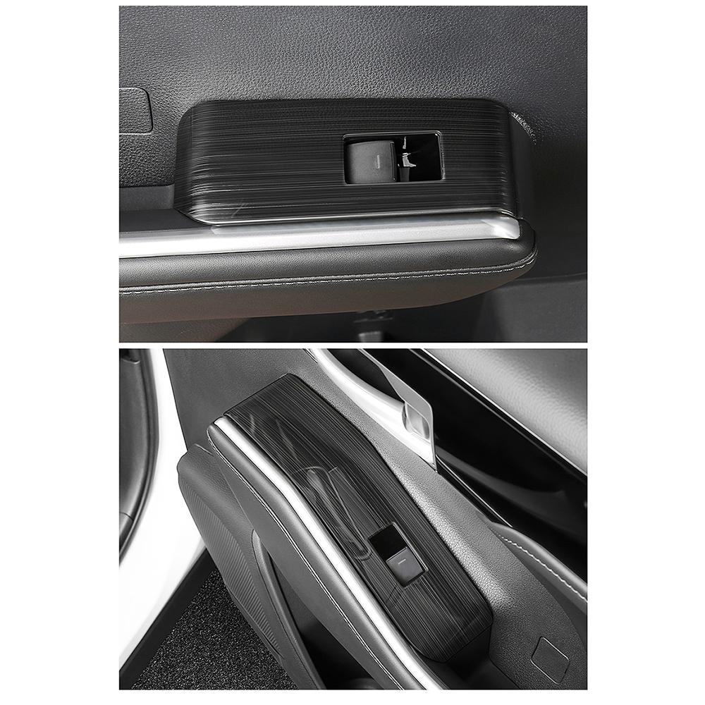 For Toyota Highlander XU70 2024 Car Window Lift Switch Button Cover Trim Door Armrest Panel Interior Accessories Stainless Steel