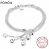 New Arrival 925 Sterling Silver Bracelets Elegant Multilayer Love Heart Tassel Pendant Chain Bracelet For Women Fine Jewelry