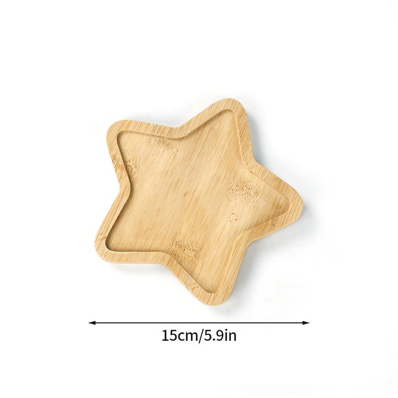 Bamboo Tray Creative Cup Tray Decorative Dessert Pallet Star Flower Shaped Trays Cake Cookie Holder Party Camping Decor Supplies