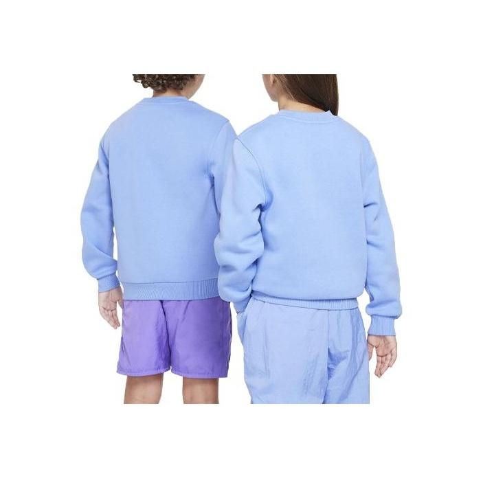 Nike Sportswear Club Fleece Logo Print Ribbed Crew Neck Sweatshirt For Kids Kids Tops Sky-Blue FD2992-450