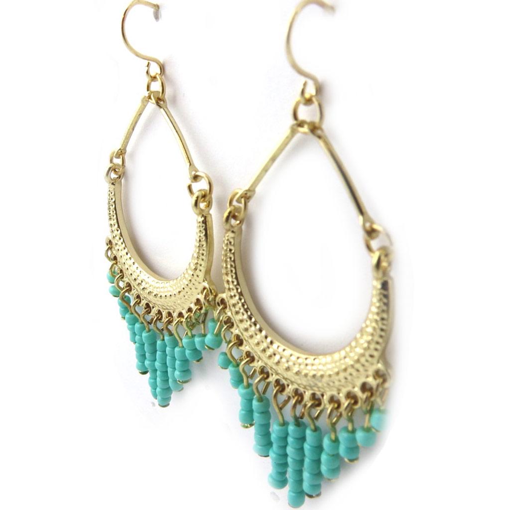 Les Trésors De Lily [M9398] - Designer Earrings 'Kilimanjaro' Turquoise Gold
