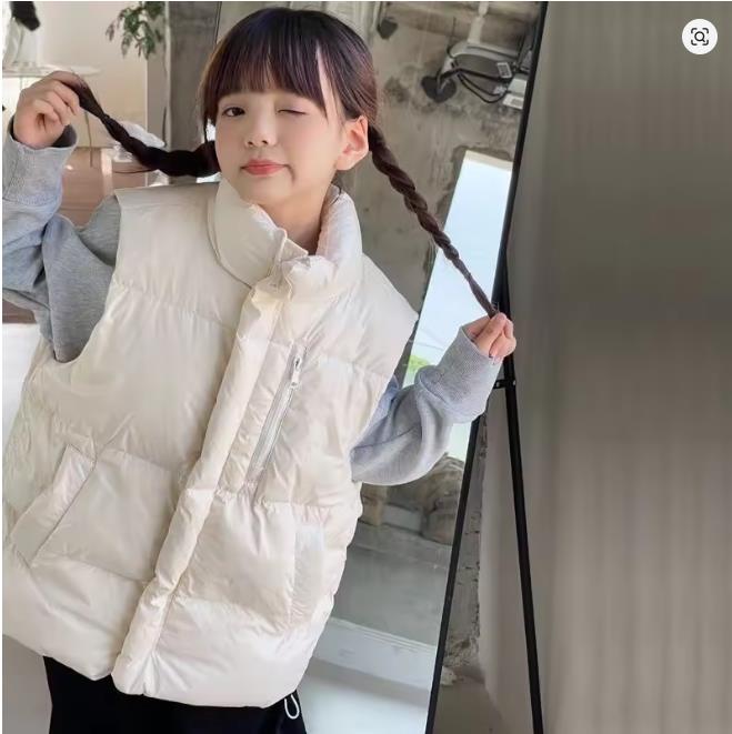 Girl's Vest Jacket Autumn Spring Boy's Down Waistcoat Children Winter Cotton Stand Collar Sleeveless Coats Kids Fashion Clothes