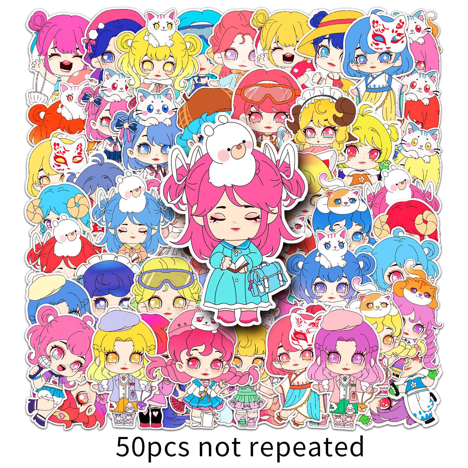 50 Cute Cartoon Graffiti Doll Stickers - Waterproof Phone & Luggage Decoration