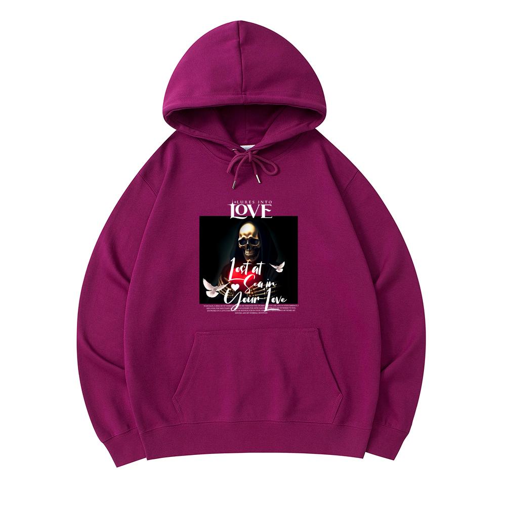 

300 GSM Men s Cotton Hoodies Lures Into Love Print Premium Cotton Sweatshirt XS армия зеленый