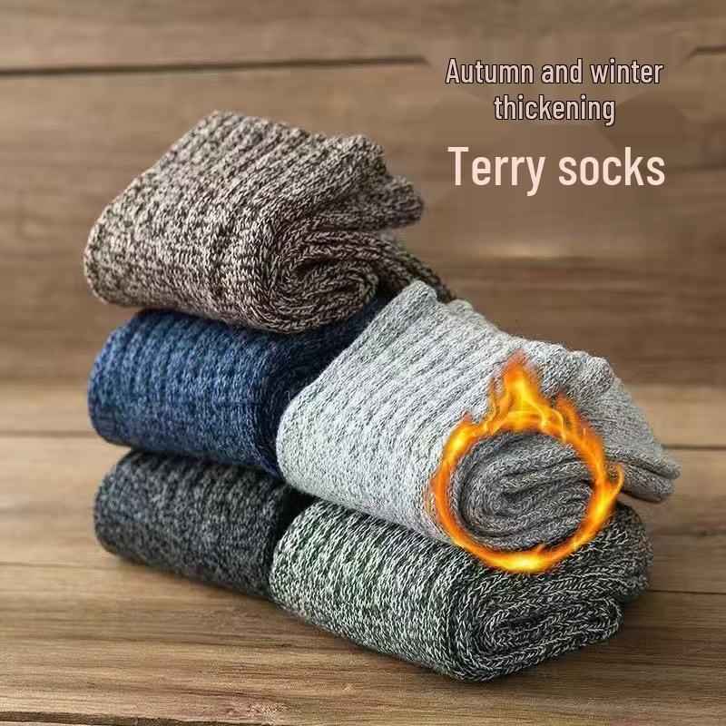 Ανδρικές Χειμερινές Μέχρι Μέση Κνήμης Πυκνές Ζεστές Κάλτσες Ριμπ Κασμίρ με Φλις Επένδυση